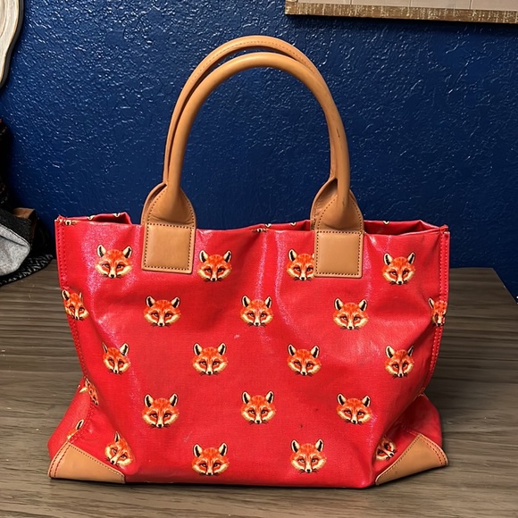 TORY BURCH ELLA COATED CANVAS FOX PRINT TOTE BAG - Picture 7 of 17